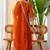 Floral embroidered silk blend round neck kurta trouser & dupatta set