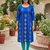 Women royal blue cotton straight kurta