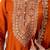 Floral embroidered silk blend round neck kurta trouser & dupatta set