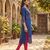 Women navy cotton straight kurta