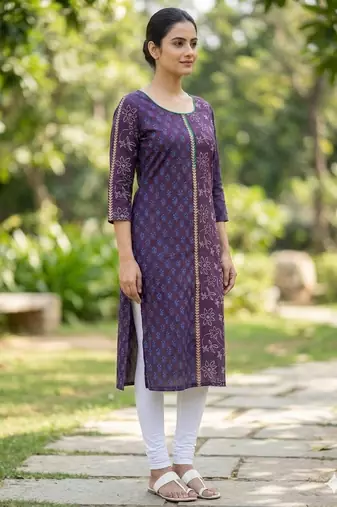 Women wine cotton straight kurta