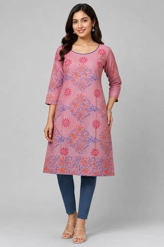Women onion  cotton straight kurta