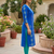 Women royal blue cotton straight kurta