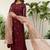Floral embroidered chinon round neck kurta trouser & dupatta set