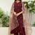 Floral embroidered chinon round neck kurta trouser & dupatta set