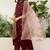 Floral embroidered chinon round neck kurta trouser & dupatta set