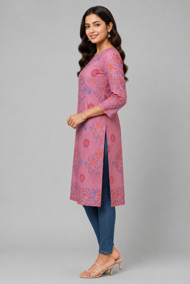 Women onion  cotton straight kurta 3