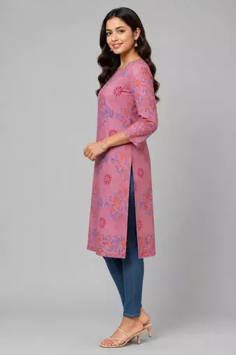 Women onion  cotton straight kurta