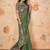 Sage green faux crepe satin silk saree with embroidered blouse