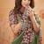 Sage green faux crepe satin silk saree with embroidered blouse
