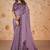 Lavender faux crepe satin silk saree with embroidered blouse