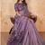 Lavender faux crepe satin silk saree with embroidered blouse