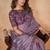 Lavender faux crepe satin silk saree with embroidered blouse