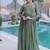 olive green  color beads embroidered work gown with long sleeves for women's