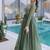 olive green  color beads embroidered work gown with long sleeves for women's