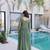 olive green  color beads embroidered work gown with long sleeves for women's