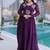 purple color beads embroidered work gown with long sleeves for women's