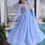 blue mal chanderi anarkali 3pices suit with multicolored beads embroidery