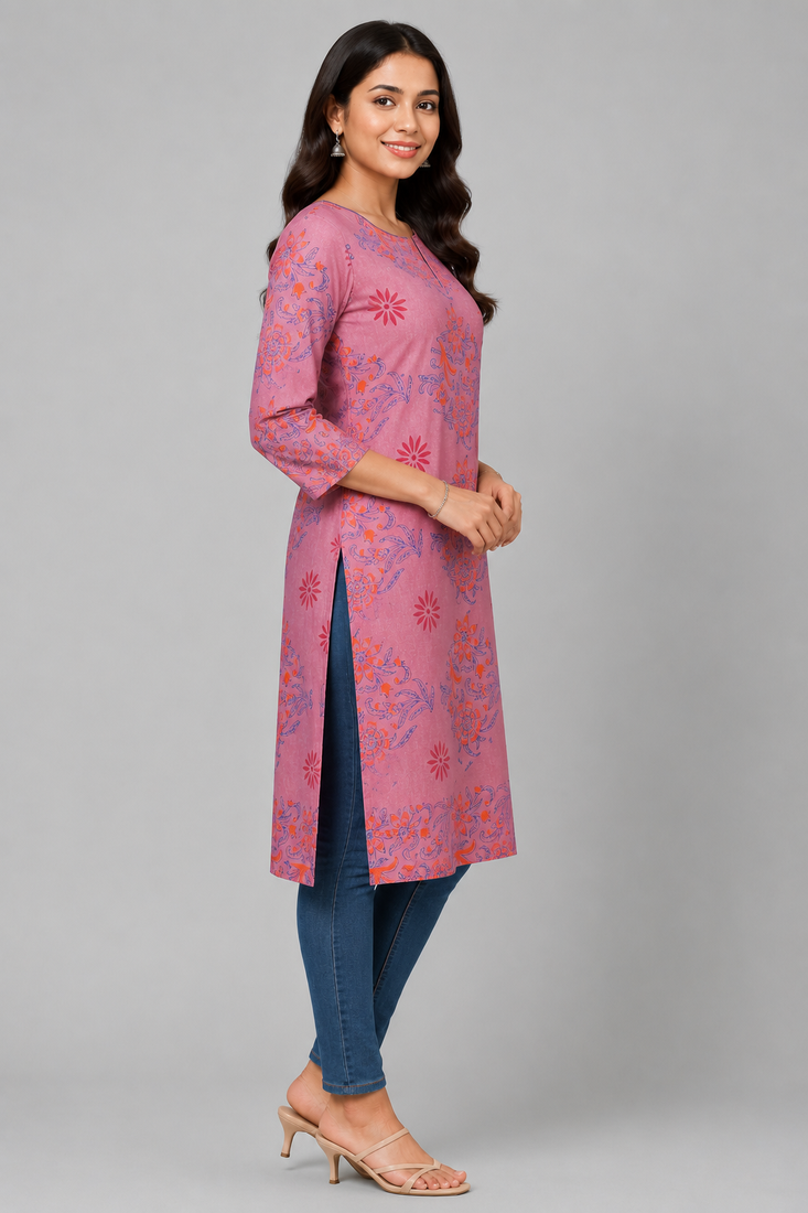 Women onion  cotton straight kurta