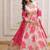 cream and pink digital printed silk blend embroidered anarkali gown with dupatta