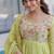  pista green mal chanderi anarkali 3pices suit with multicolored beads embroidery