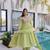  pista green mal chanderi anarkali 3pices suit with multicolored beads embroidery