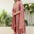 Floral embroidered silk blend round neck kurta trouser & dupatta set