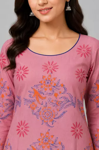 Women onion  cotton straight kurta