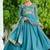 teal blue silk blend  & rich sequins, multi thread and zari embroidered work for long gown with full sleeves