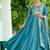 teal blue silk blend  & rich sequins, multi thread and zari embroidered work for long gown with full sleeves