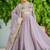 Lavender silk blend  & rich sequins, multi thread and zari embroidered work for long gown with full sleeves