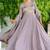 Lavender silk blend  & rich sequins, multi thread and zari embroidered work for long gown with full sleeves