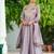 Lavender silk blend  & rich sequins, multi thread and zari embroidered work for long gown with full sleeves