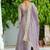 Lavender silk blend  & rich sequins, multi thread and zari embroidered work for long gown with full sleeves