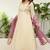 Floral embroidered silk blend v neck kurta trouser & dupatta set