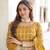 mustard silk blend  sequins zari embroidered anarkali suit for festive women's wear 