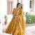 mustard silk blend  sequins zari embroidered anarkali suit for festive women's wear 
