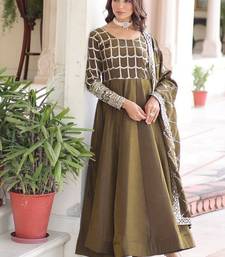 mehendi green silk blend  sequins zari embroidered anarkali suit for festive women's wear 