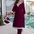 wine velvet zari embroidered real mirror work kurti pant and batwa for women's best look 