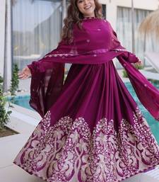 sequins work wine gown set for women | wedding & festival wear