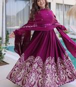 sequins work wine gown set for women | wedding & festival wear
