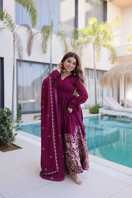 sequins work wine gown set for women | wedding & festival wear 2