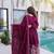 sequins work wine gown set for women | wedding & festival wear