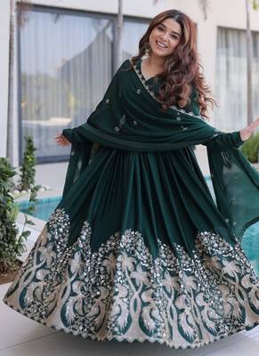 sequins work wine gown set for women | wedding & festival wear 1