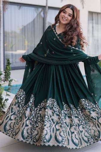 sequins work wine gown set for women | wedding & festival wear