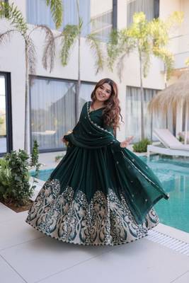 sequins work wine gown set for women | wedding & festival wear 3