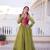 Mhendi green mal chanderi designer anarkali gown with koti