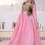 Pink mal chanderi designer anarkali gown with koti