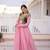 Pink mal chanderi designer anarkali gown with koti