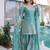 sky blue embroidered sharara suit set in fendi crush fabric